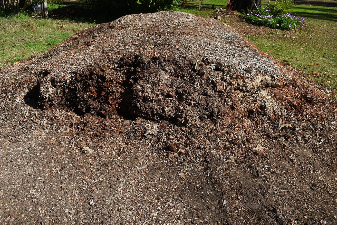 Closeup of a mulch pile