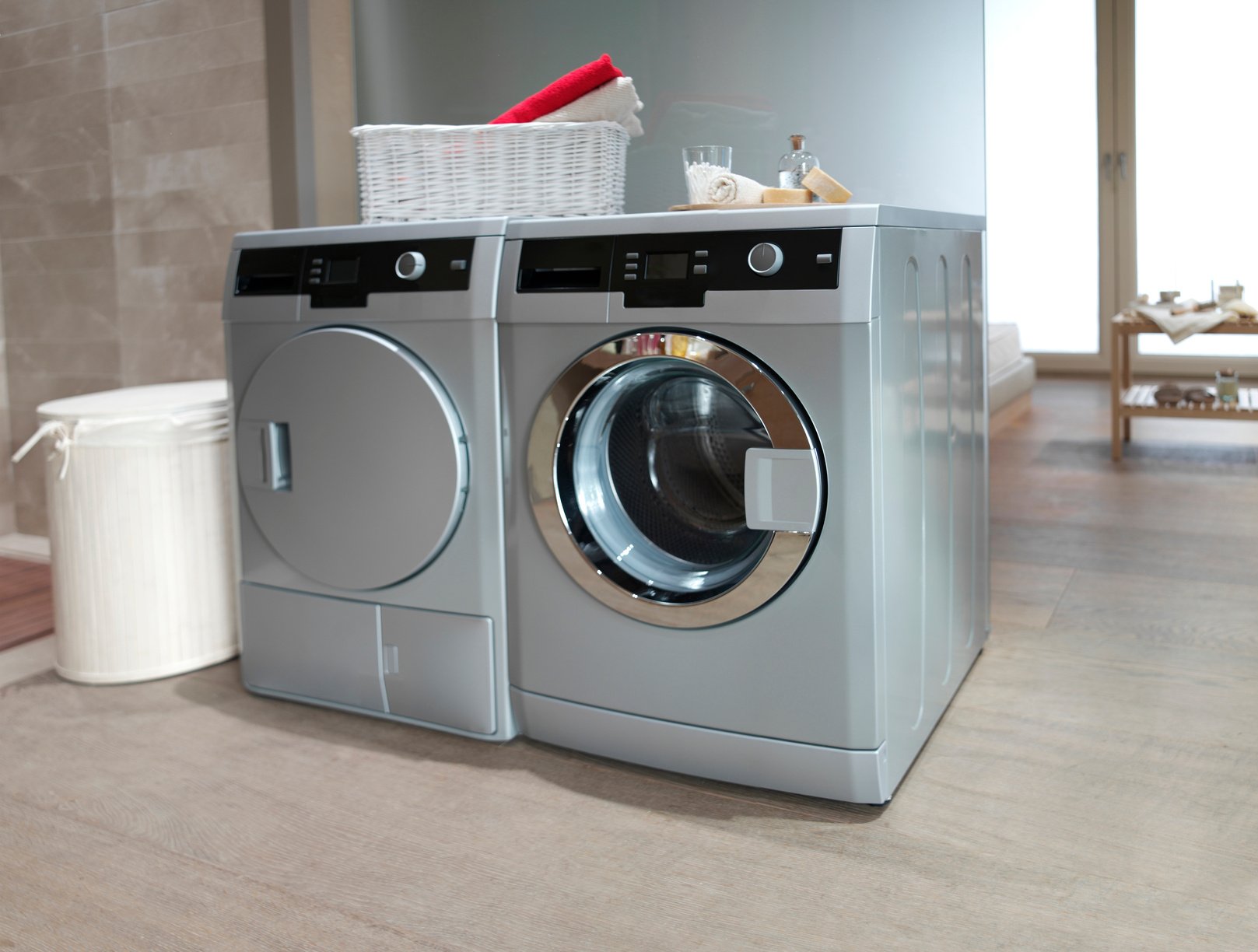 Washing machine and dryer in the bathroom