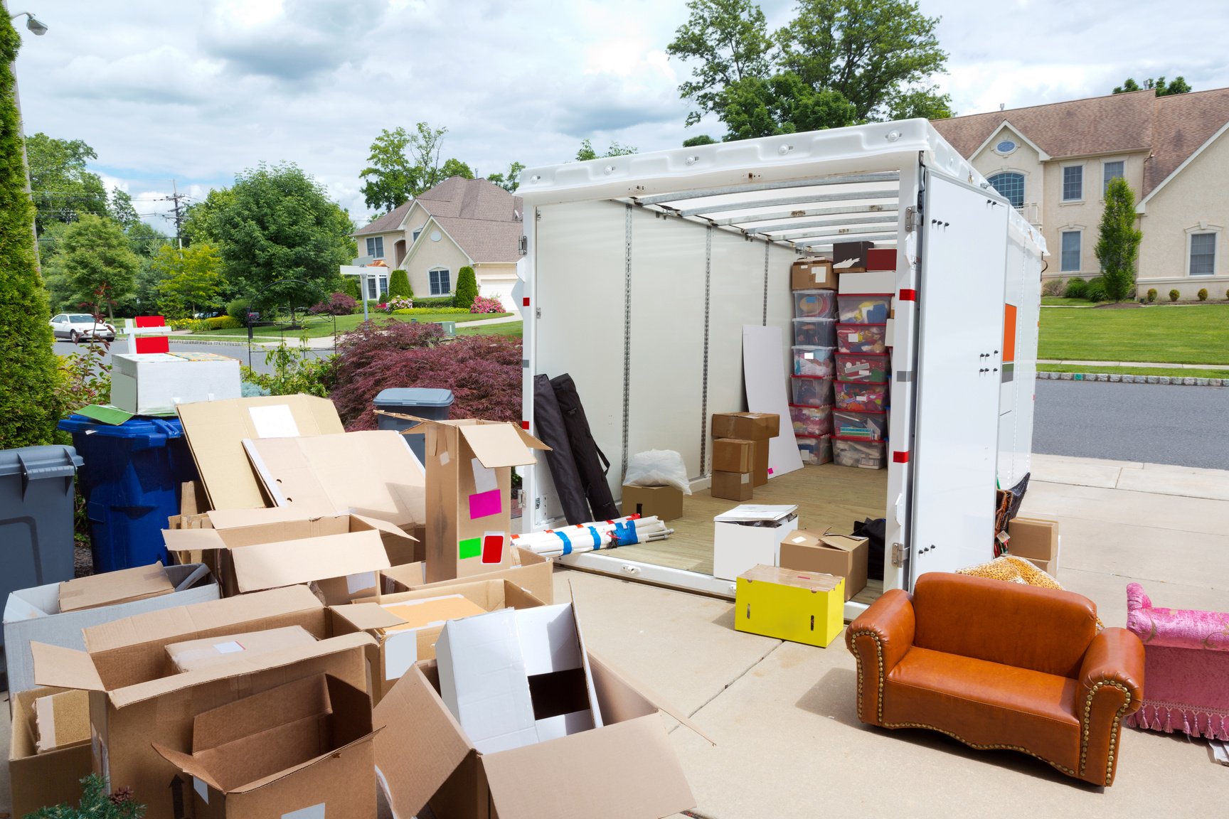 Portable storage unit being loaded